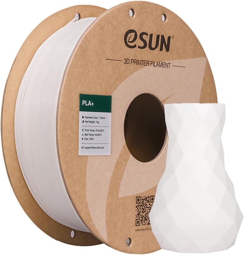 eSUN PLA+ Filament 1.75mm White 1KG, 3D Printer Filament Dimensional Accuracy +/- 0.03mm, 1kg Cardboard Spool(2.2lbs) 3D Printing Filament, Fits for Most FDM 3D Printers - Image 1